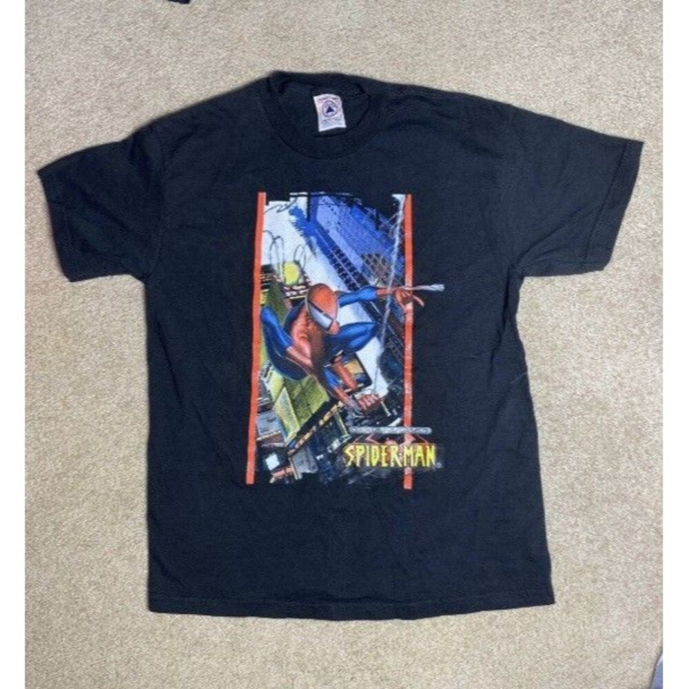 Rare Vintage 2002 Spider-Man Movie Promo Shirt Marvel Y2K Size Youth Large 14-16